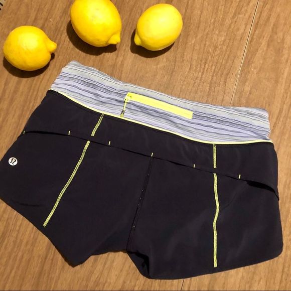 lululemon athletica Pants - Lululemon Speed Short Inkwell Lime Stripe 4 EUC